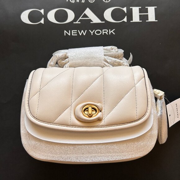 coach Pillow Madison Shoulder Bag 18 With Quilting ca086 chalk - Picture 1 of 5